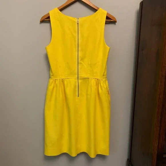 Sunshine Yellow J.Crew Basketweave Cotton Blend Dress - Picture 3 of 11
